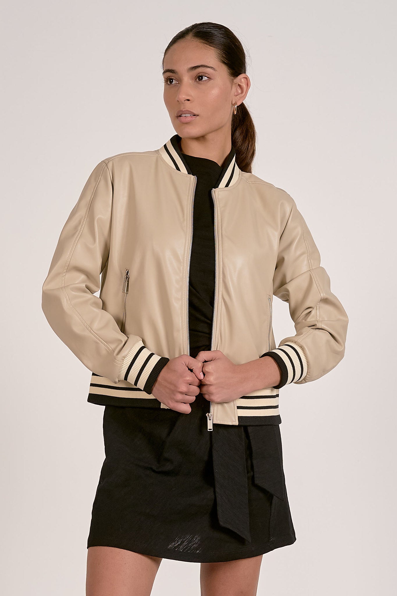 Stripe Trim Bomber Jacket