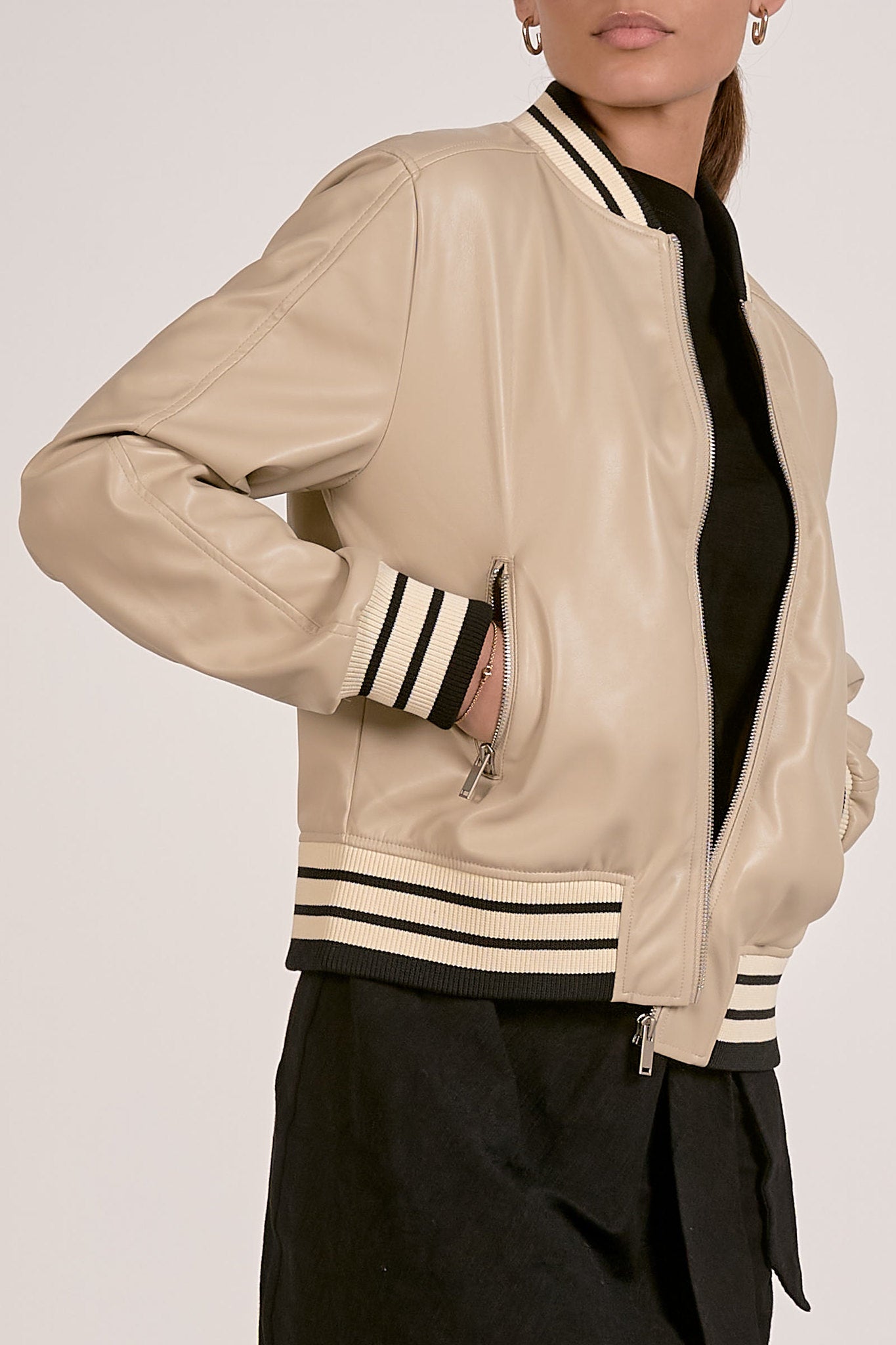 Stripe Trim Bomber Jacket