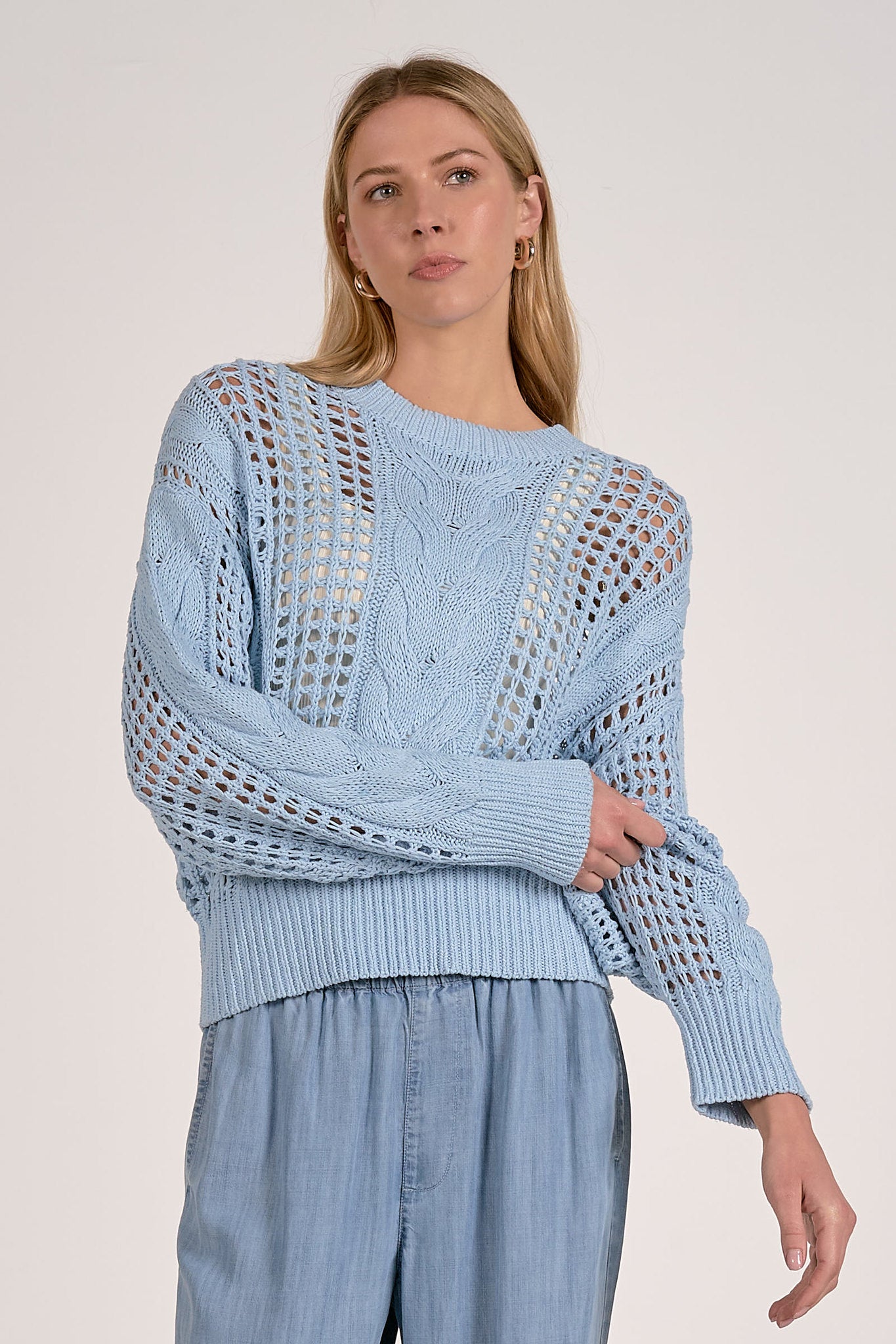Crochet & Cable Knit Sweater