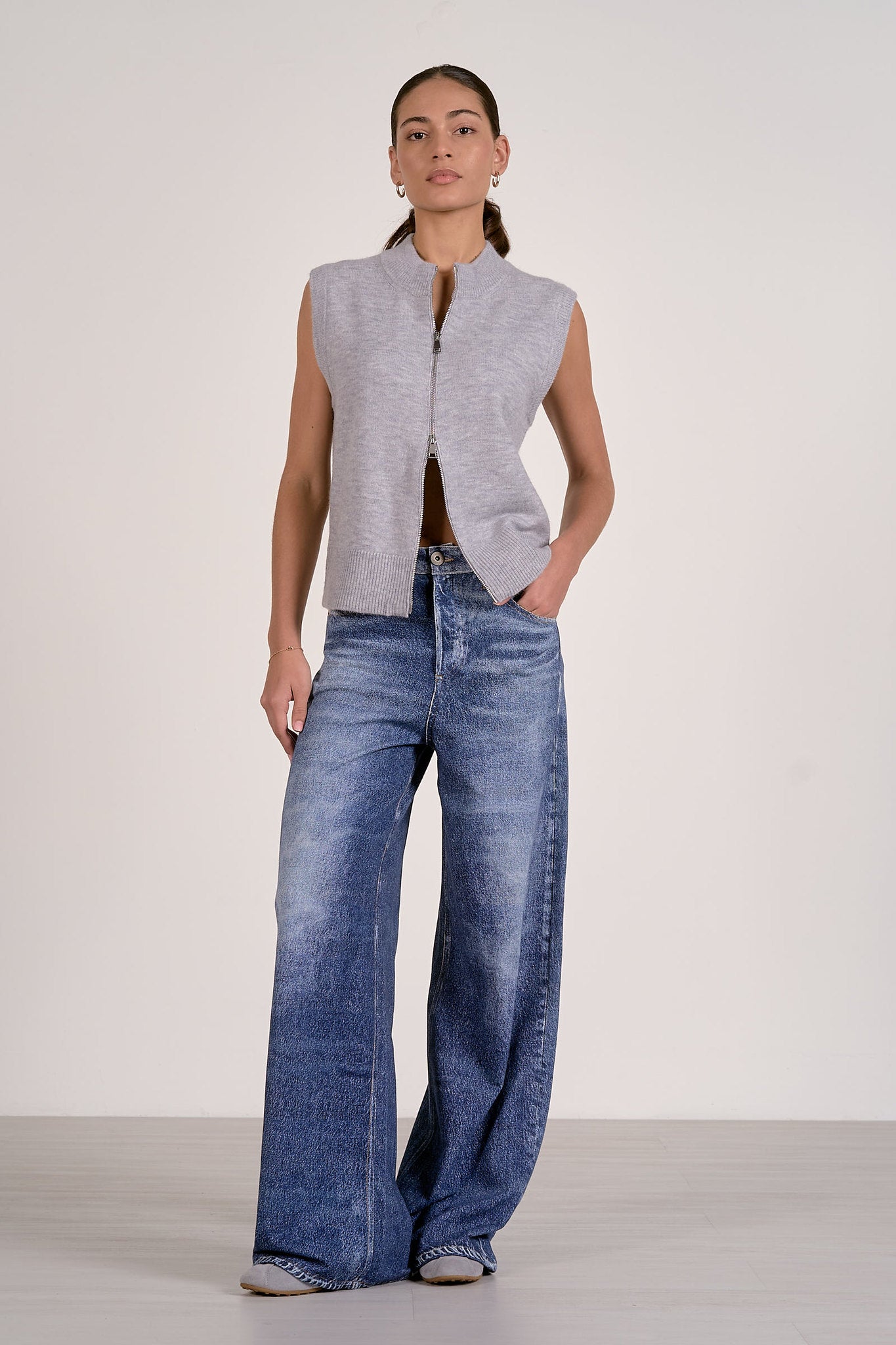 Sleeveless Full Zip Sweater