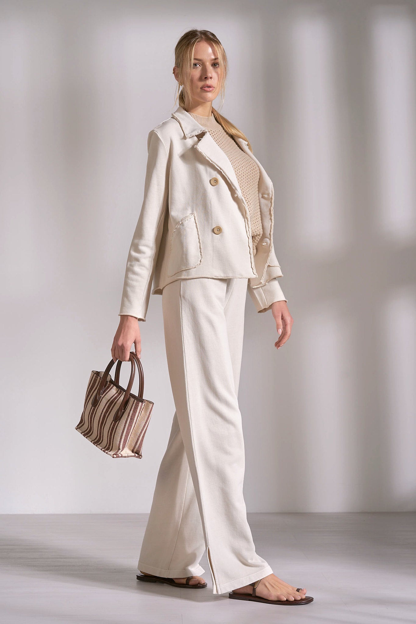 Double Breasted Knit Blazer