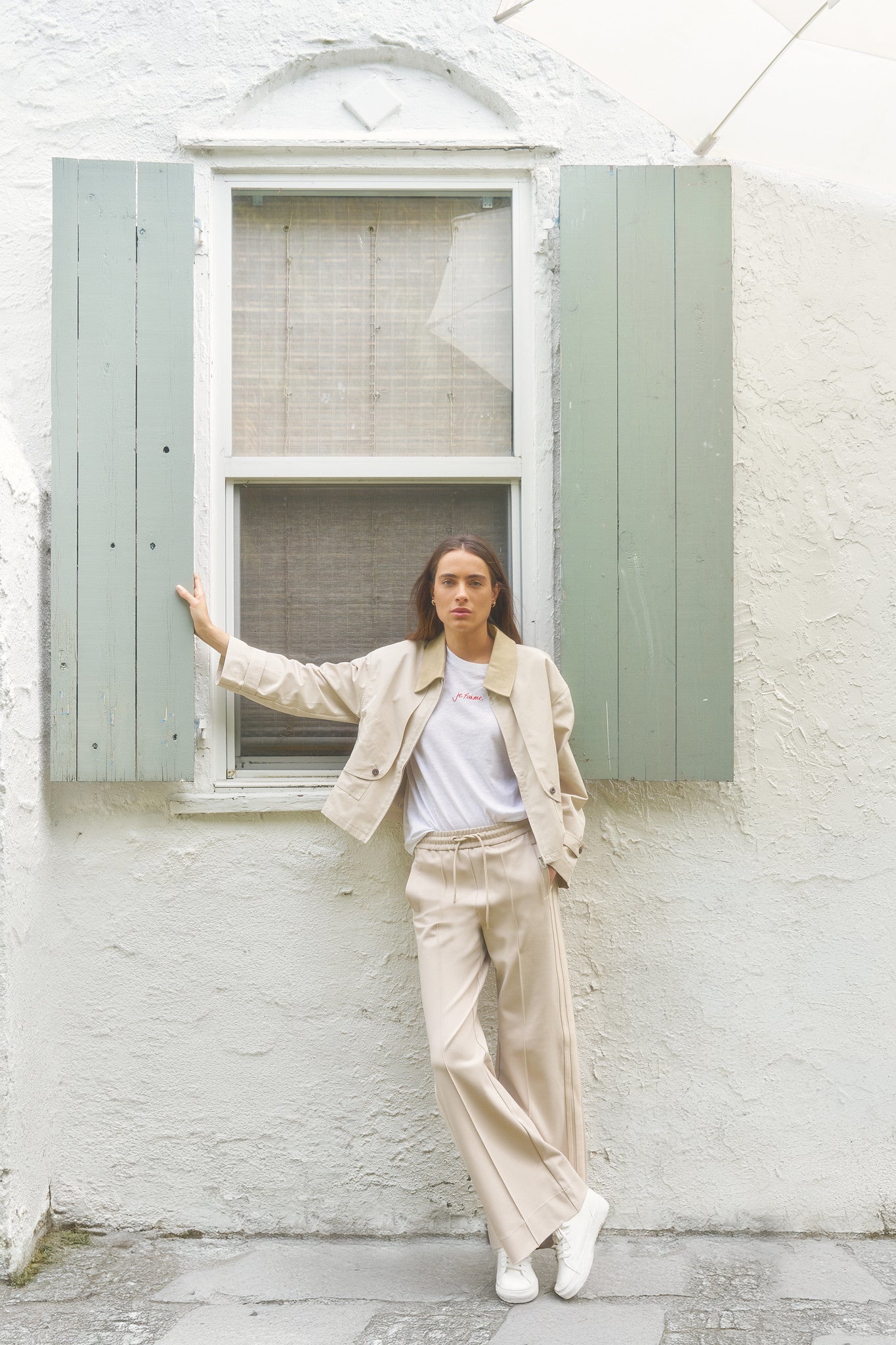 Leather Collar Trench Jacket