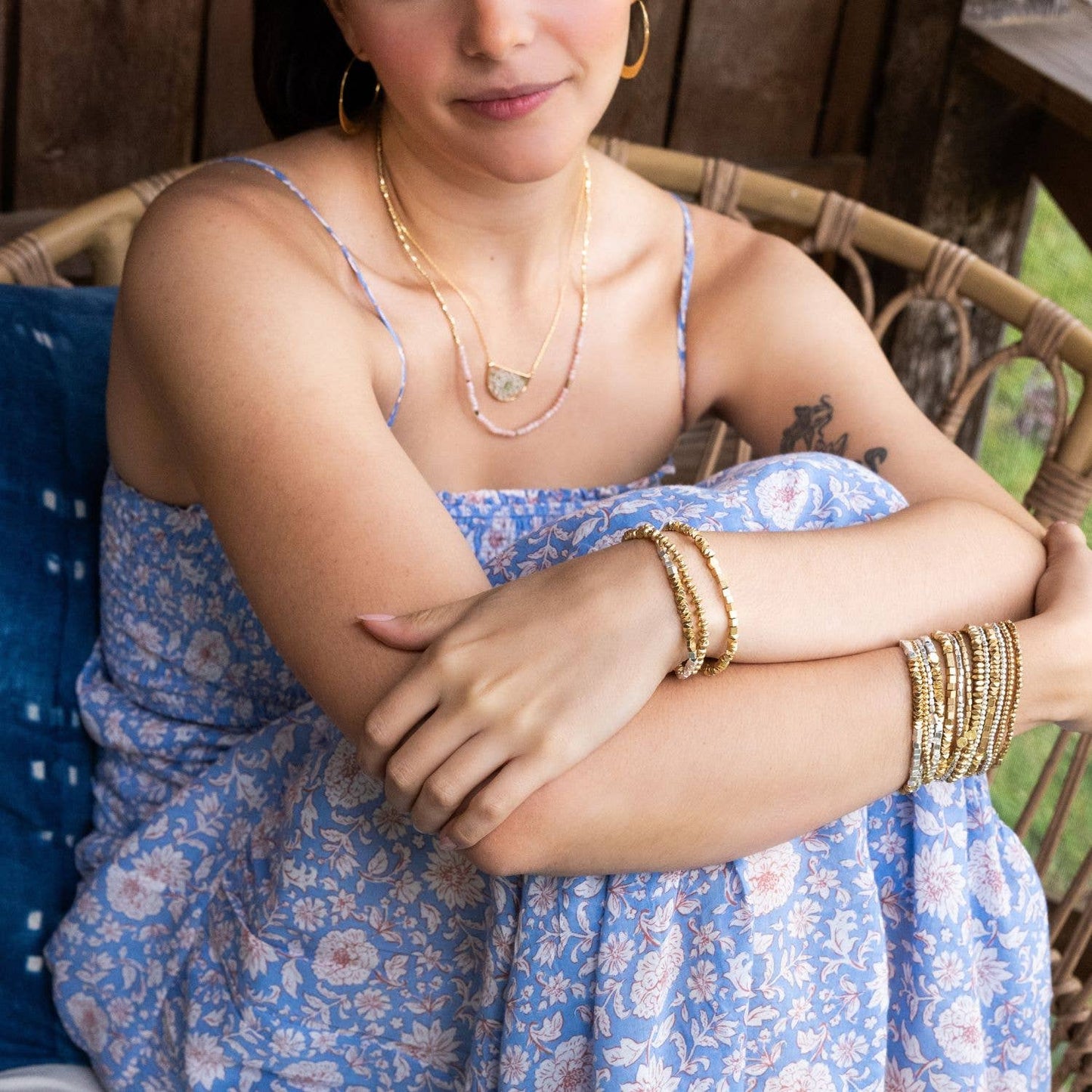 Mini Metal Stacking Bracelet - Gold