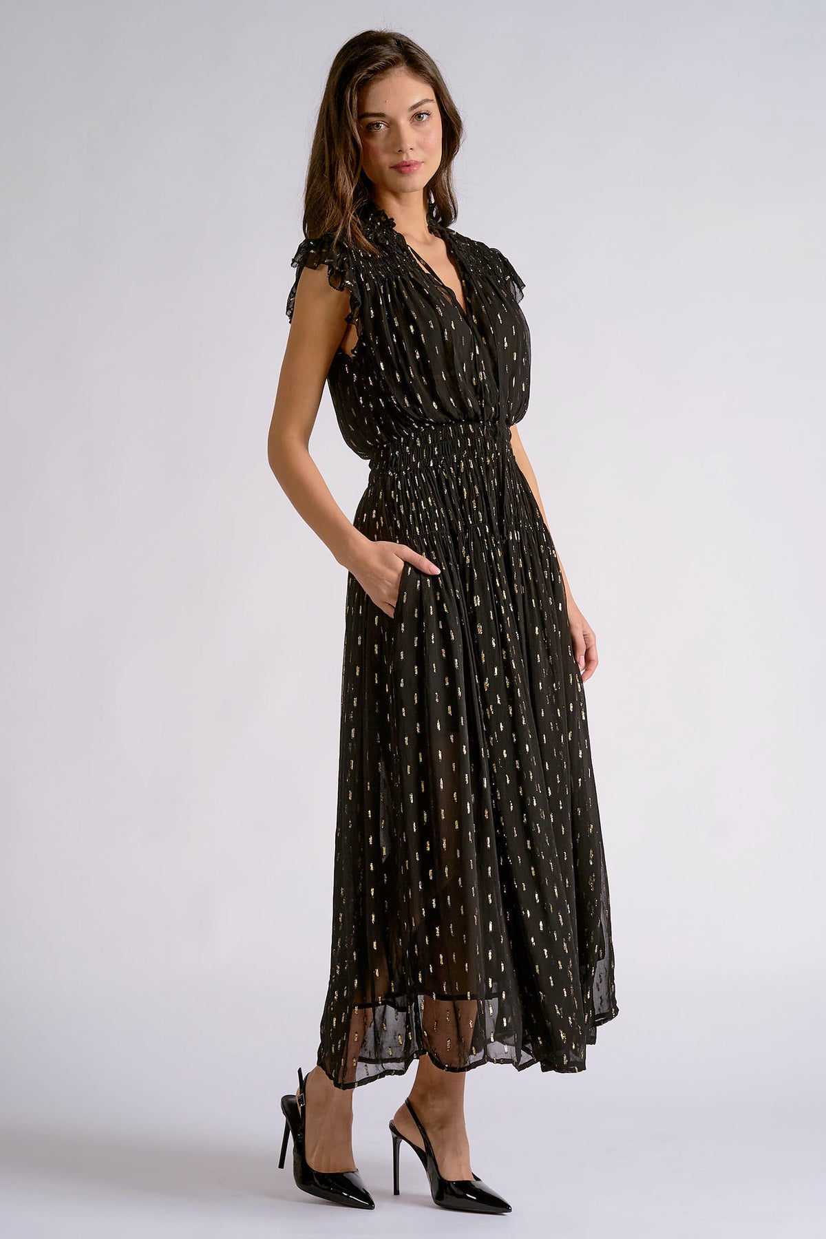 Sleeveless V-Neck Midi Dress