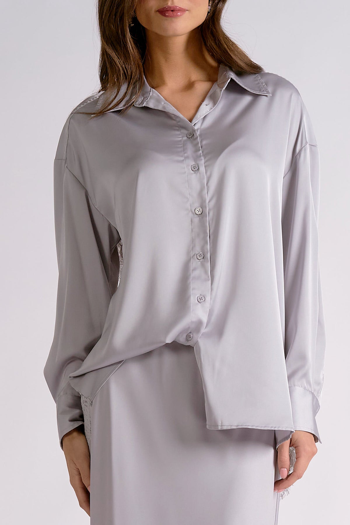 Lace Back Button Down Top
