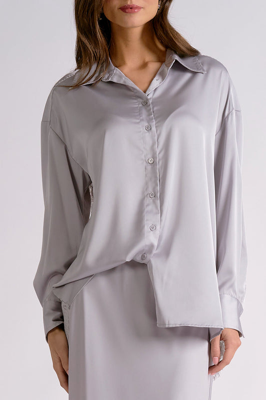 Lace Back Button Down Top