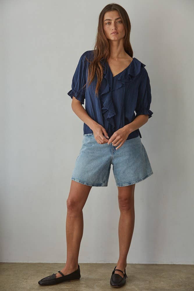 Ruffle V-Neck Blouse