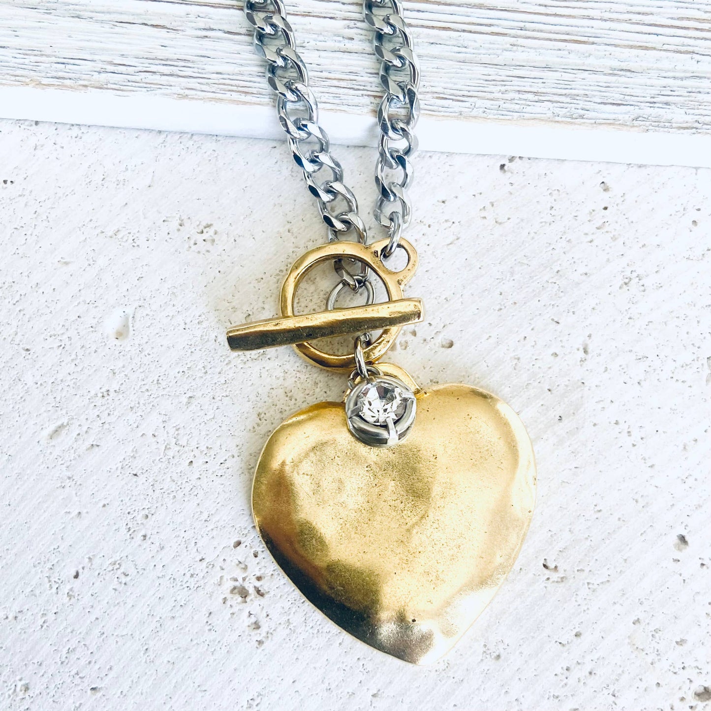 Hand Casted Toggle Closure Necklace - Heart