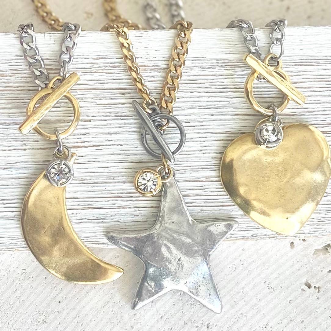 Hand Casted Toggle Closure Necklace - Heart