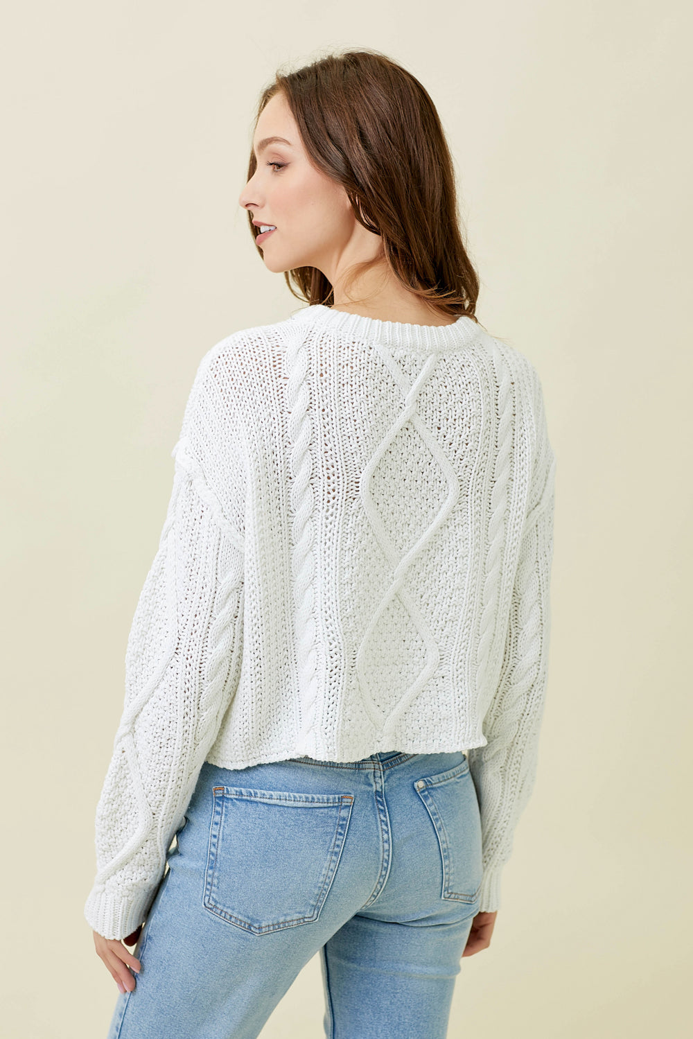 Raw Edge Cable Sweater