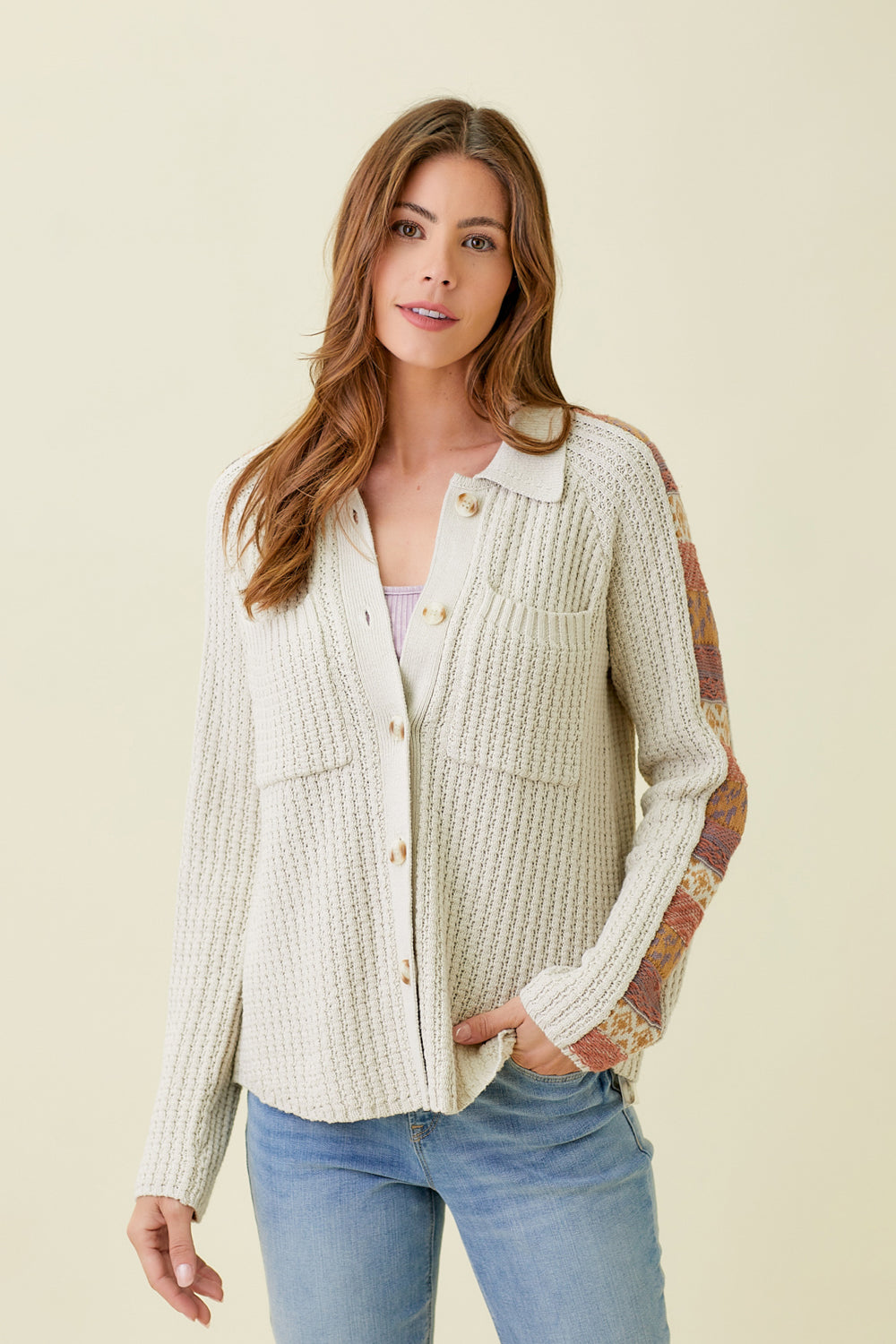 Mixed Weaving Sweater Jacket
