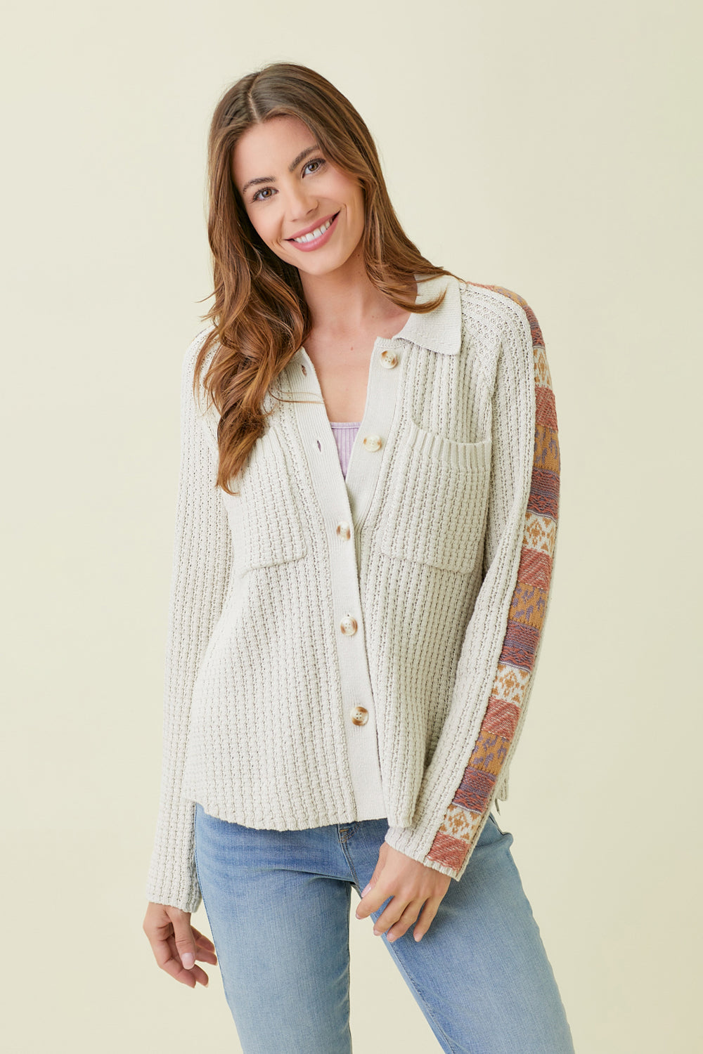 Mixed Weaving Sweater Jacket