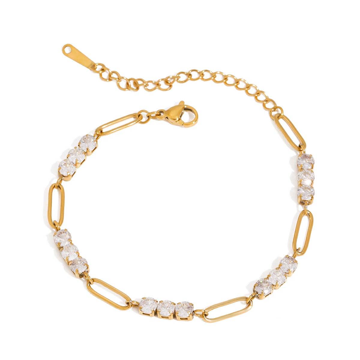 Trio Zircon Paperclip Bracelet - Waterproof