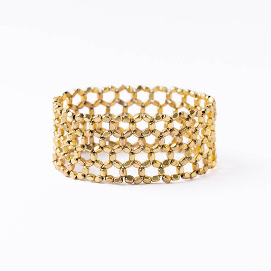 Winnie Small Bead Stretch Bracelet - Brass