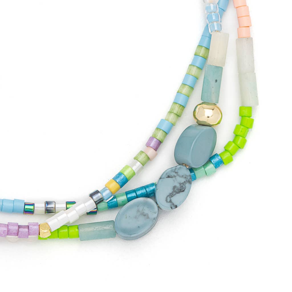 MIXED MEDIA BRACELET - HARMONY/BLUE HOWLITE/GOLD