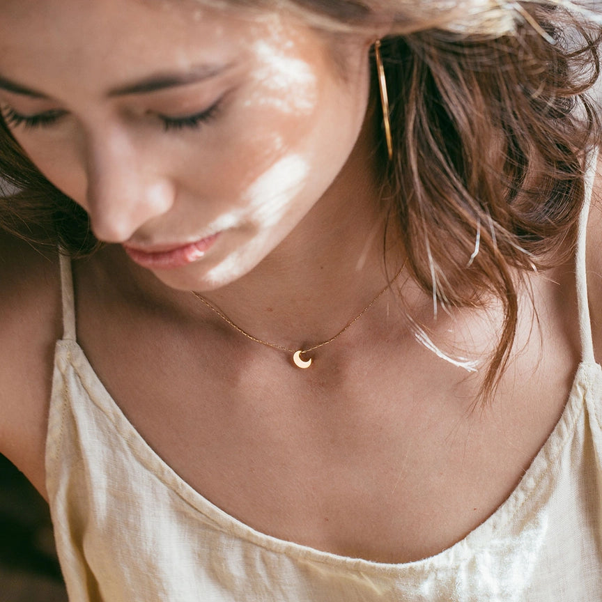 Tiny Crescent Moon Necklace