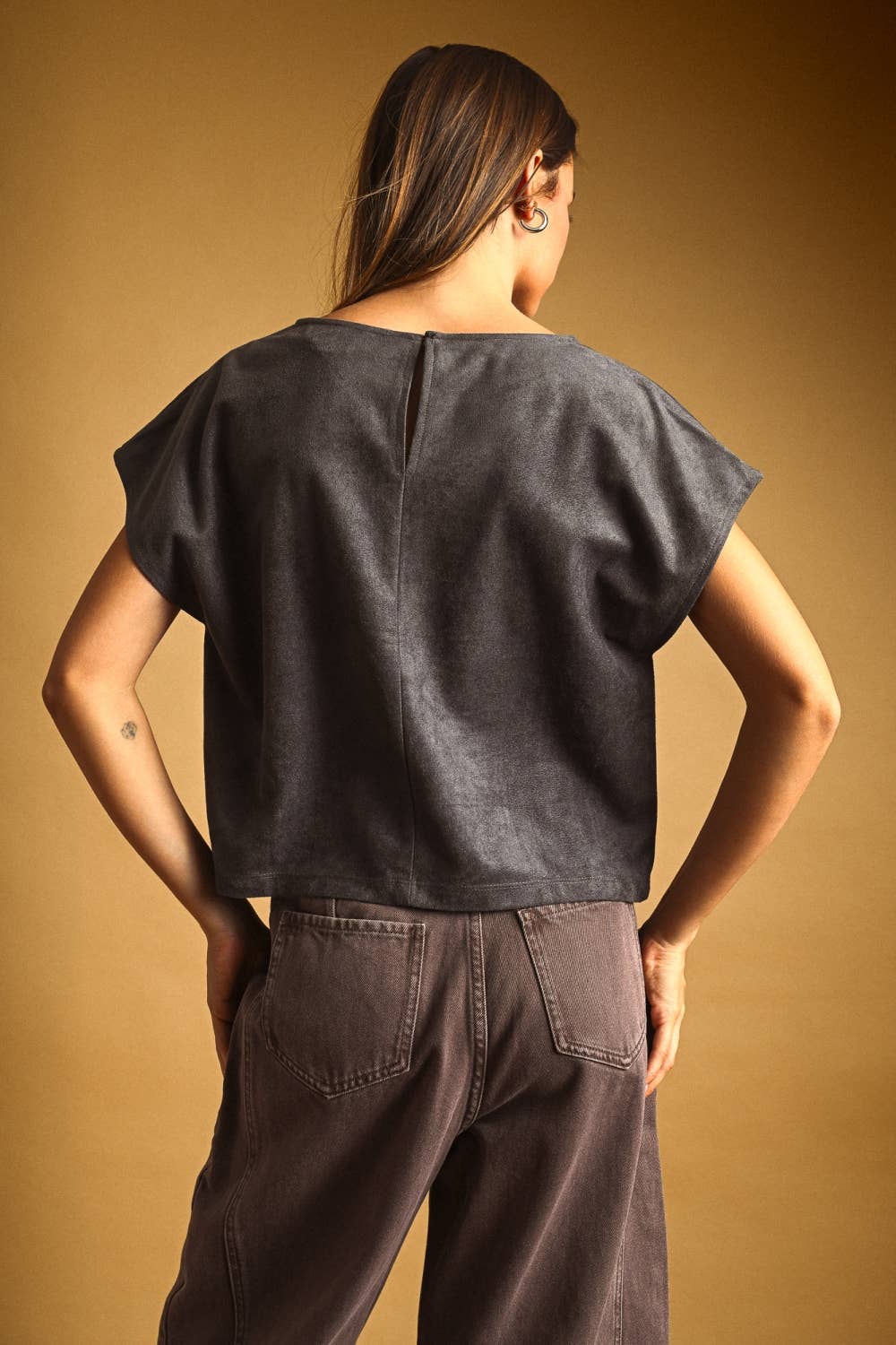 Faux Suede Top