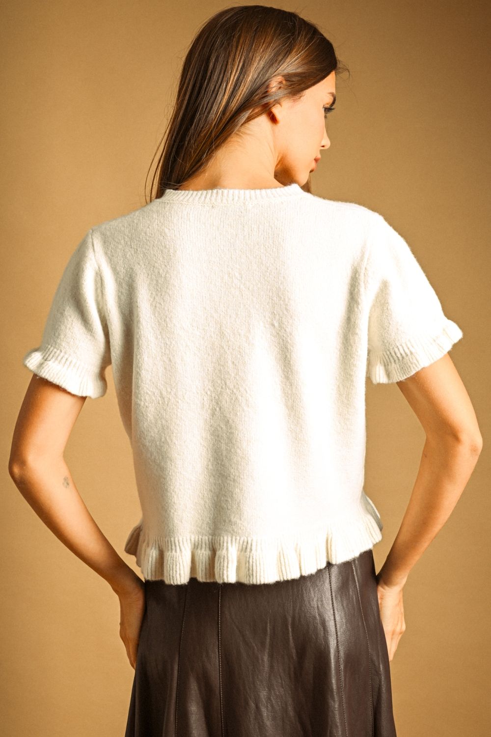 Ruffle Trim Sweater Top