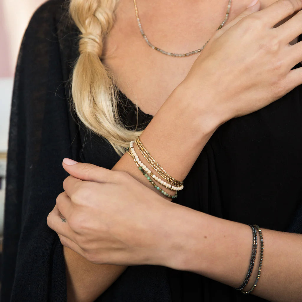 DELICATE STONE BRACELET/NECKLACE WHITE FOSSIL - STONE OF NURTURING