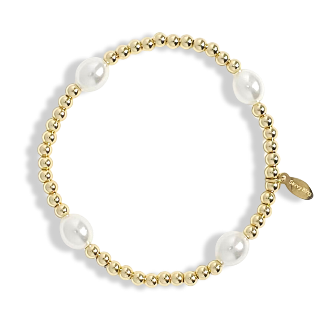 PEARL AND GOLD BEADED BRACELETS