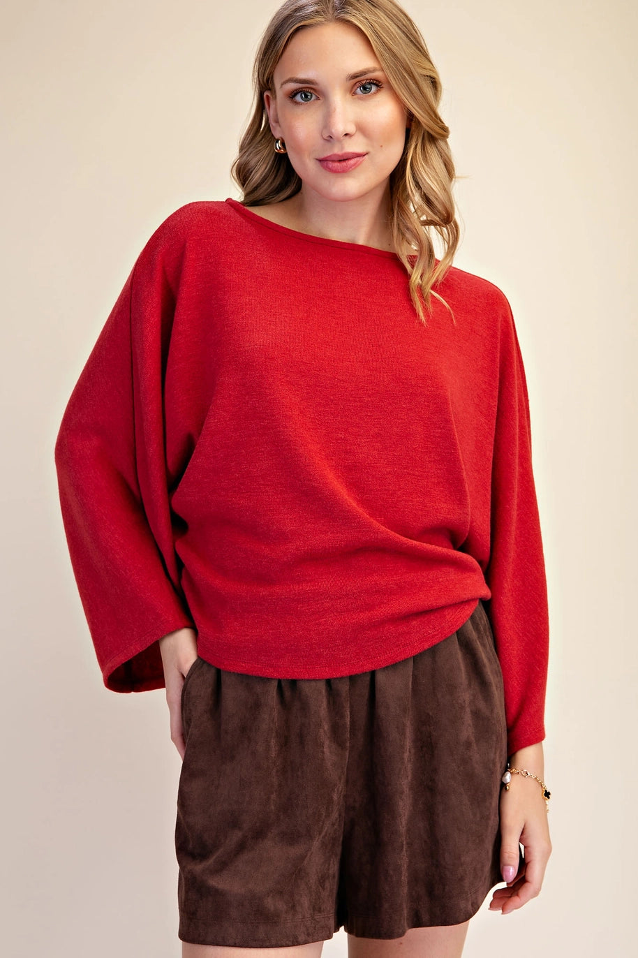 Boat Neck Long Sleeve Pullover Everyday Top