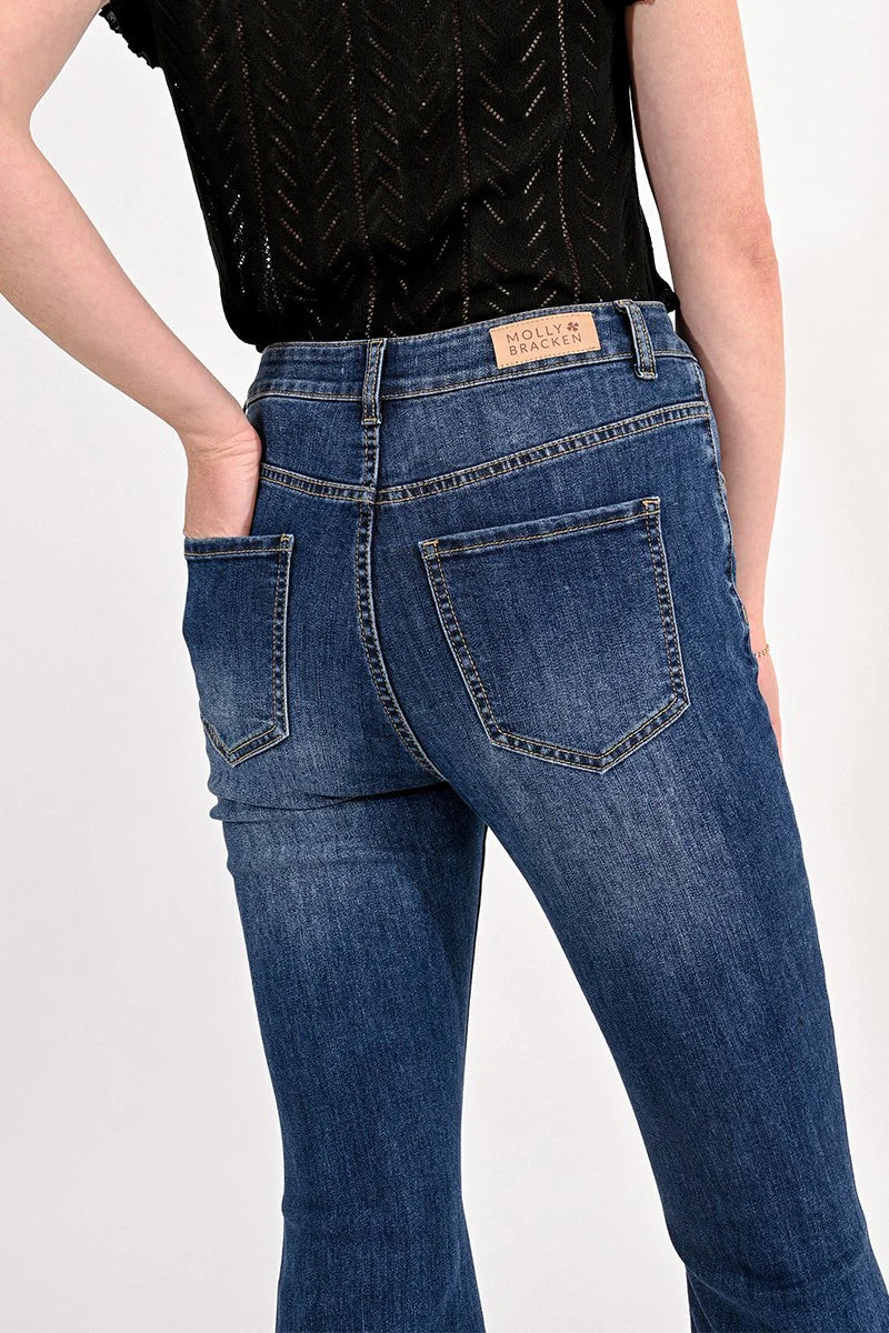 MOLLY BRACKEN 7/8 FLARE JEANS - BRUT DENIM