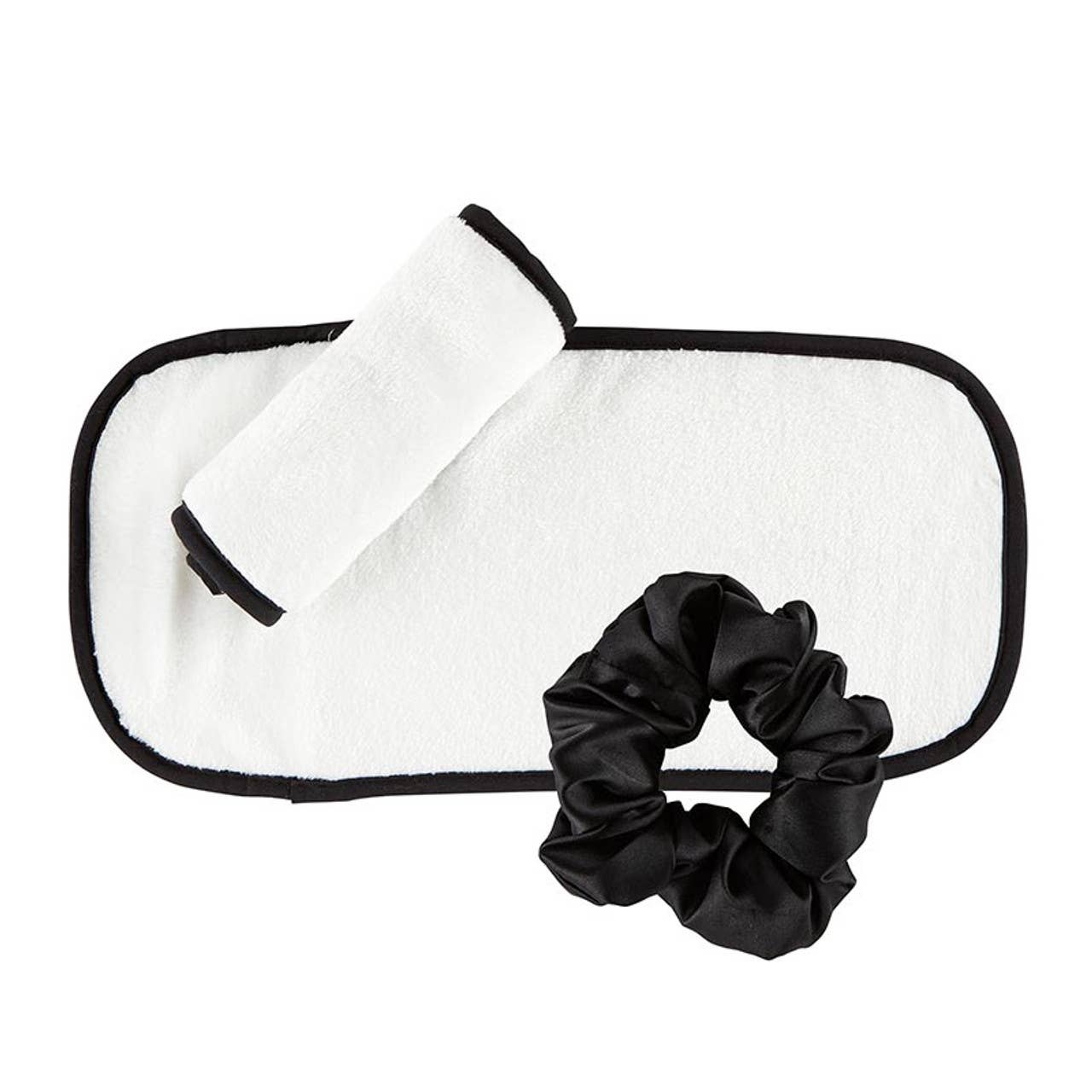 PLUSH FACE CLOTH SET W/SCRUNCHIE