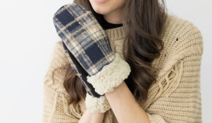 Plaid Sherpa Lined Mittens