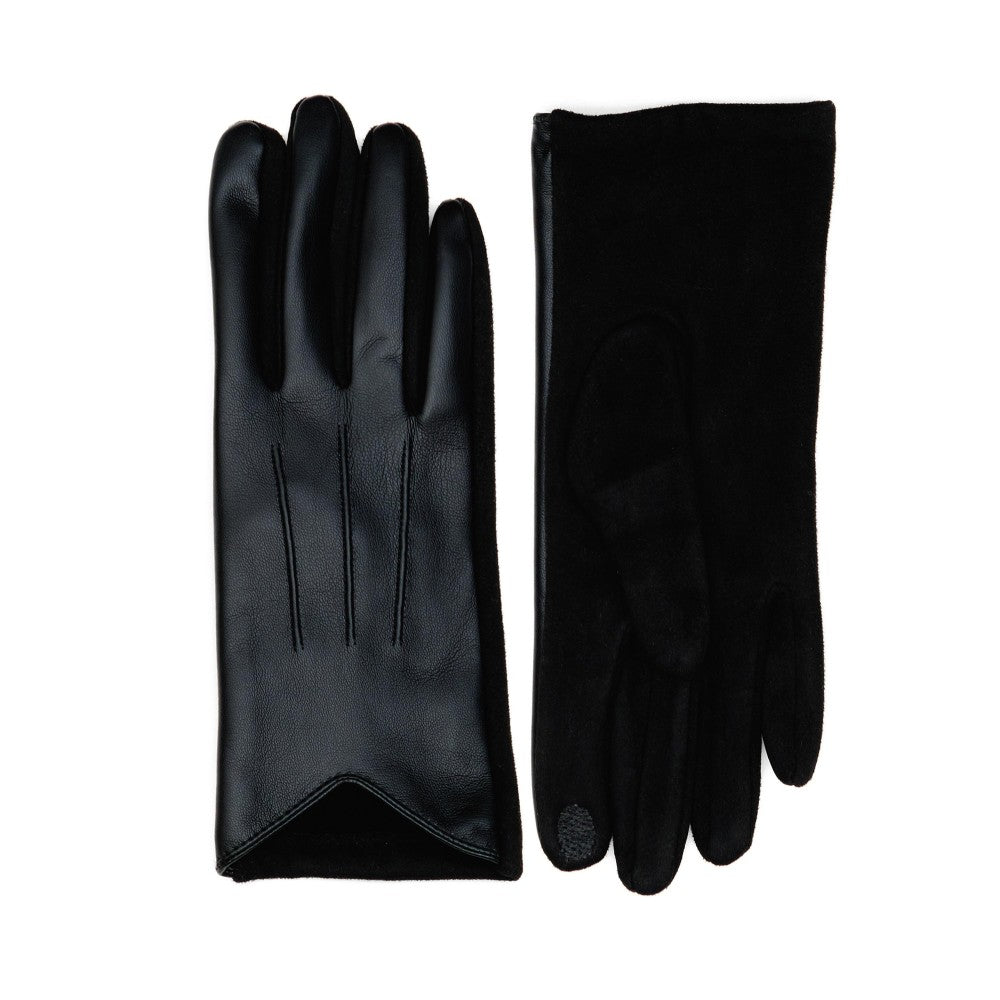 V Front Faux Leather Gloves