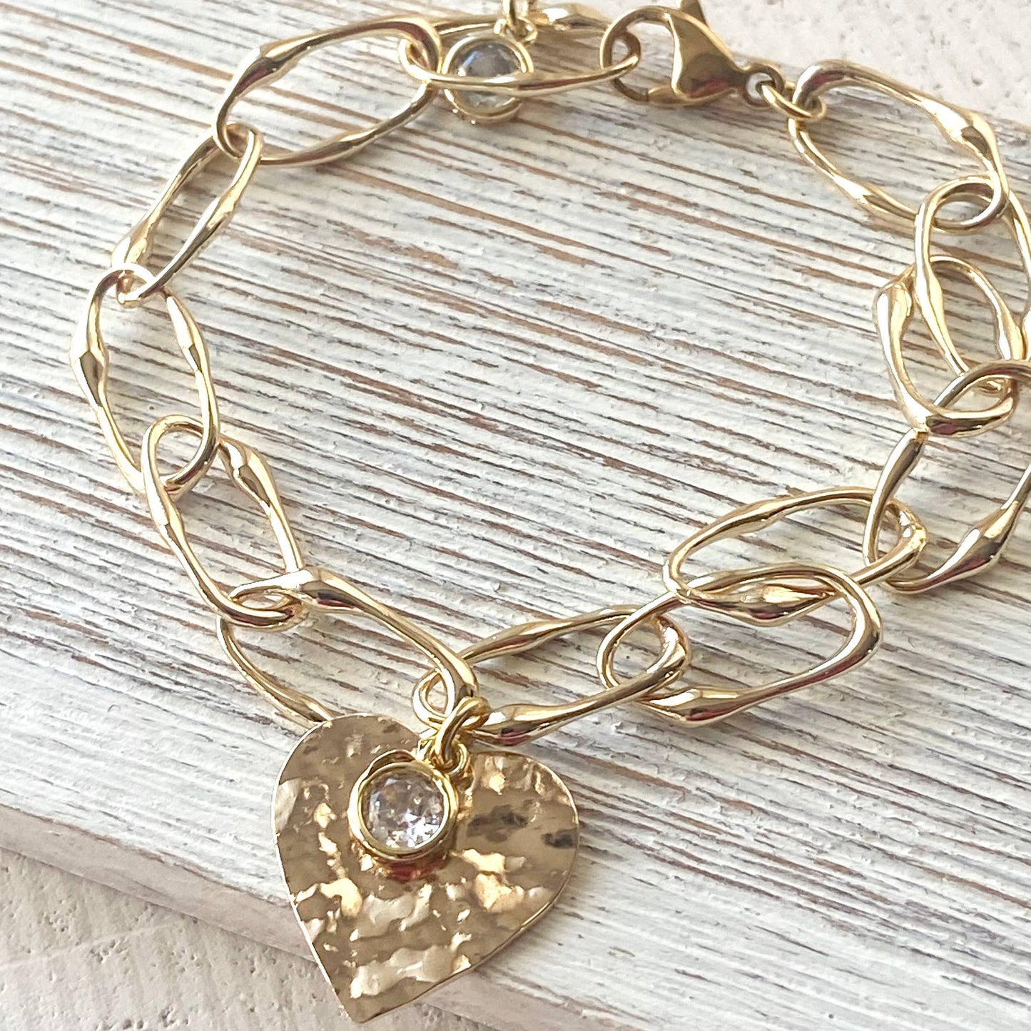 Heart Pendant Crystal Accent Bracelet
