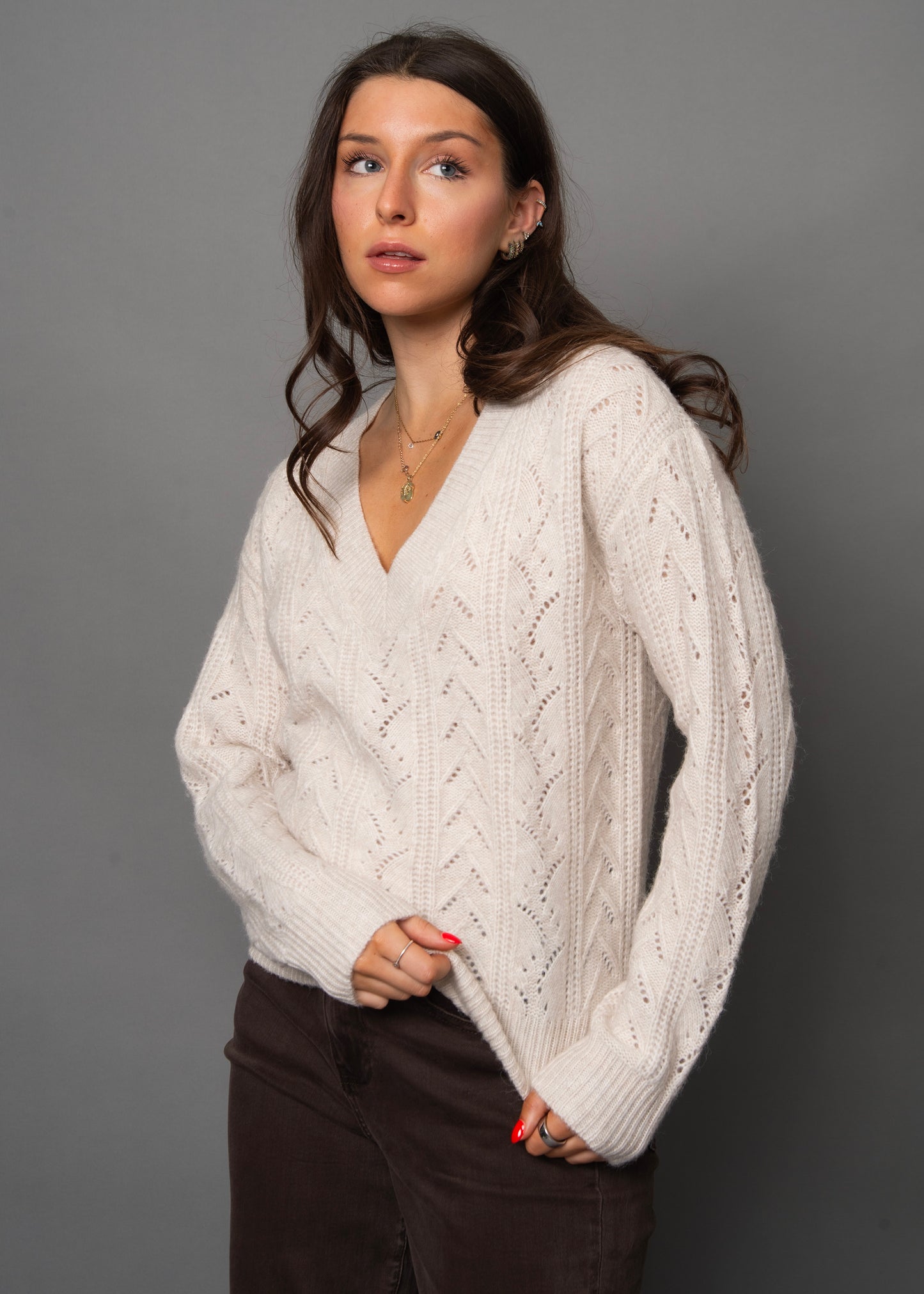Borka Long Sleeve V-Neck Sweater