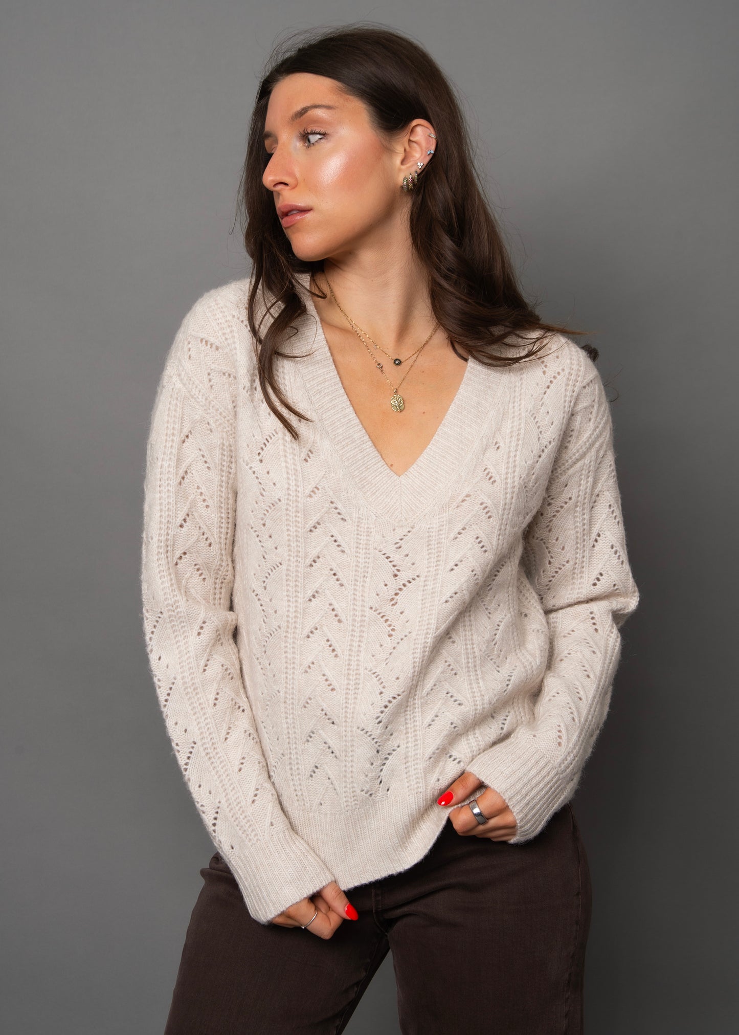 Borka Long Sleeve V-Neck Sweater
