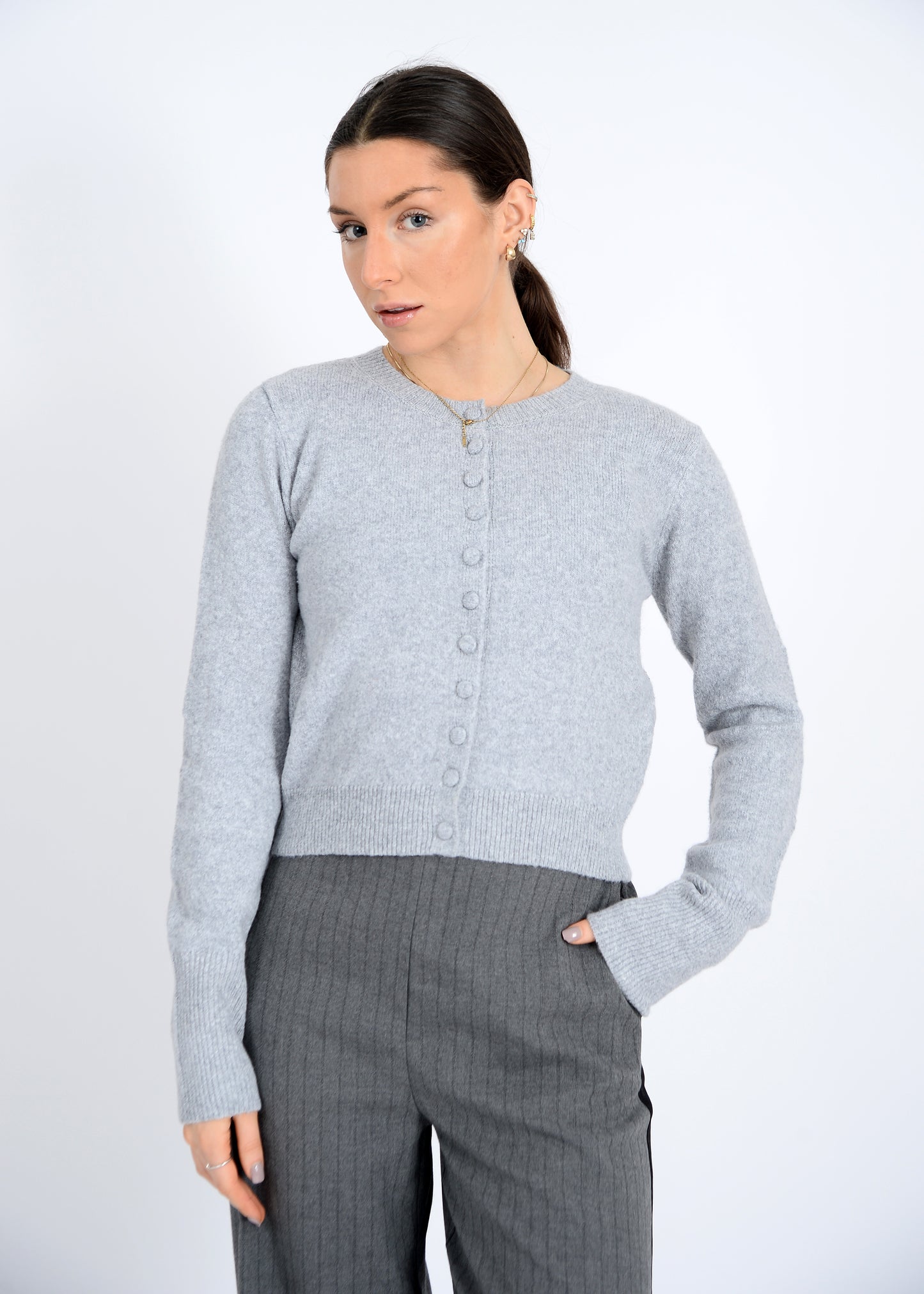 Atalanta Long Sleeve Crew Neck Cardigan