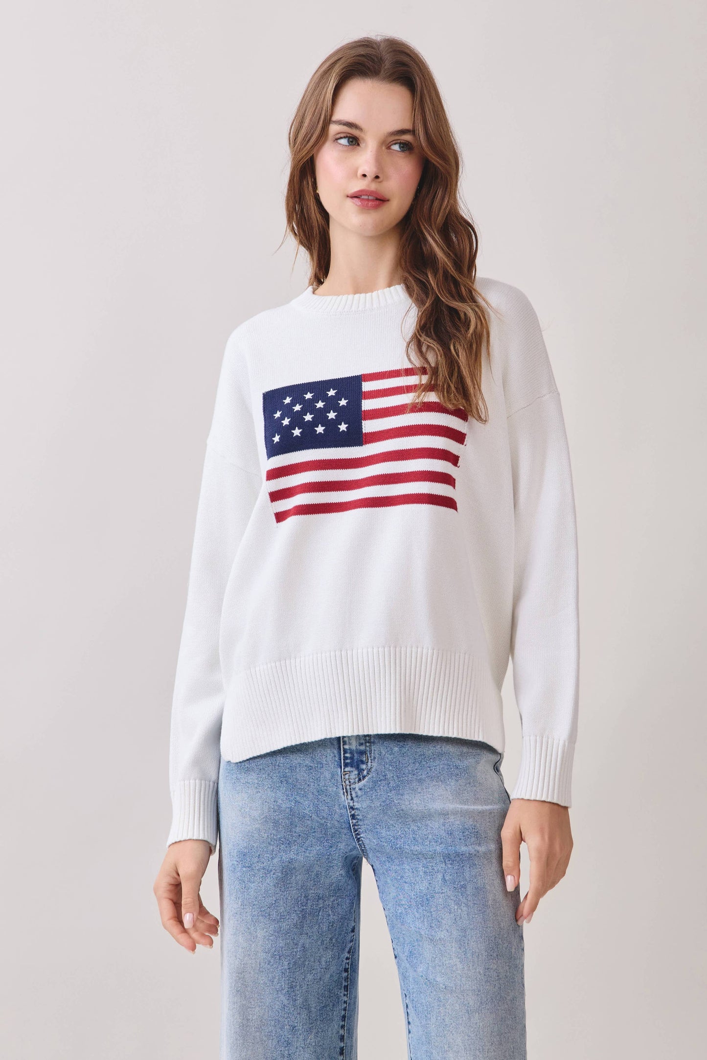 American Flag Knit Pullover Sweater