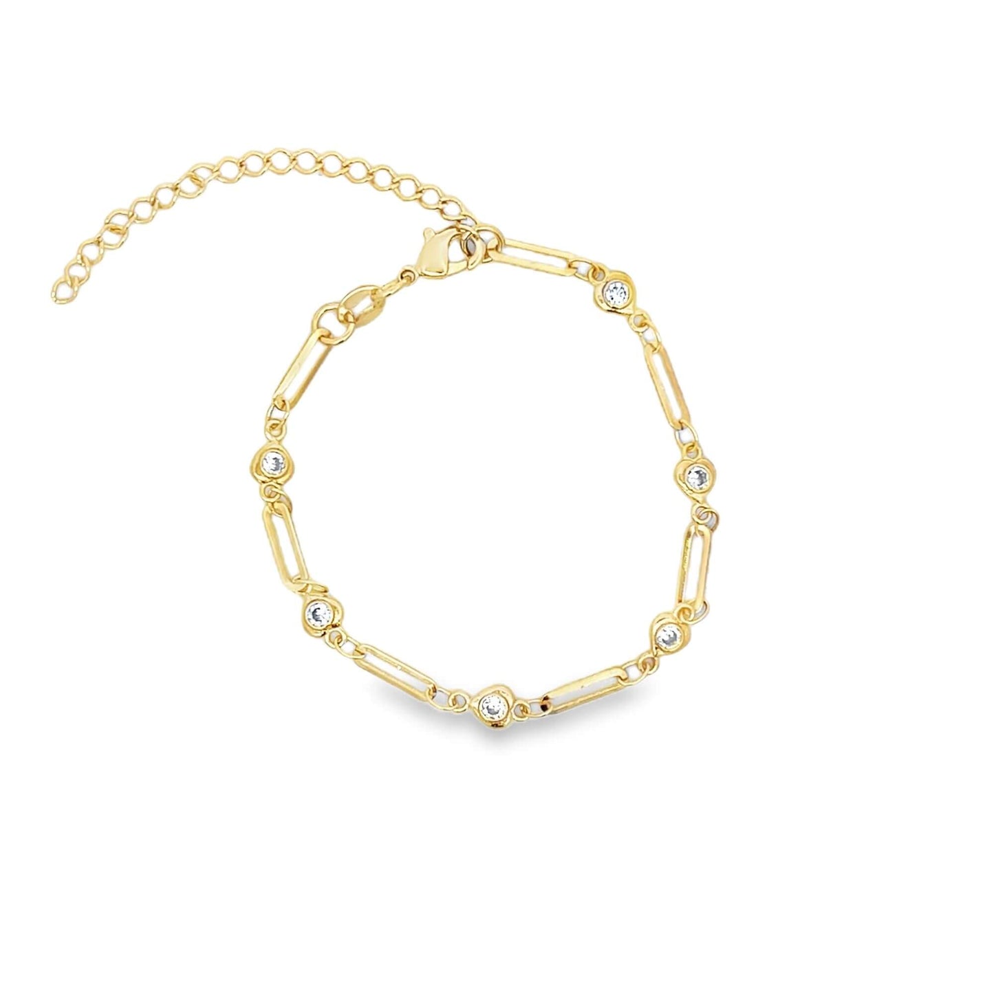 CZ Heart Charm Clip Link Bracelet