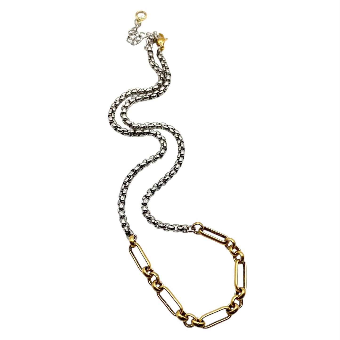 Two-Tone Mixed Metal Chain Necklace 