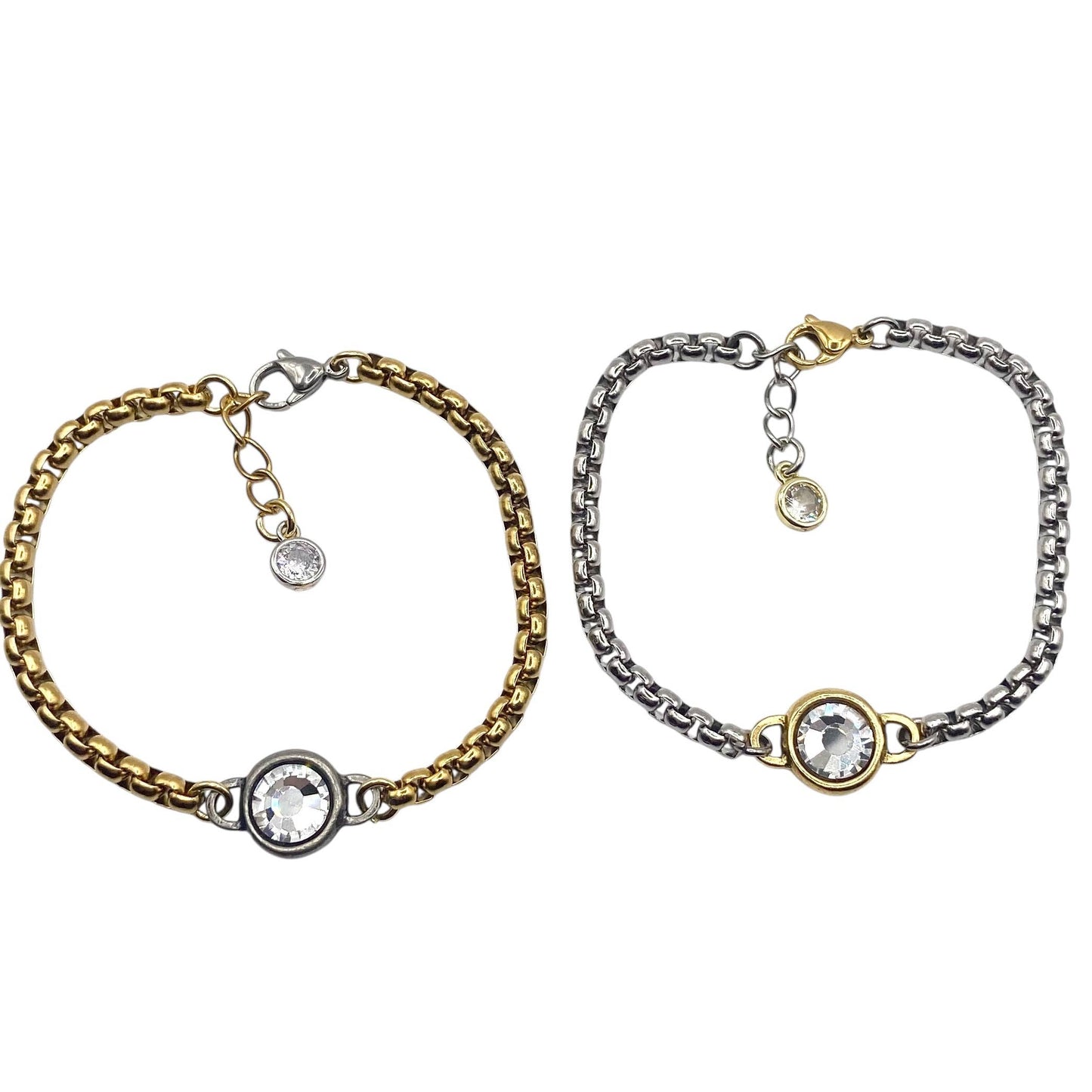 Luxe Two-Tone Mixed Metal Crystal Bracelet 