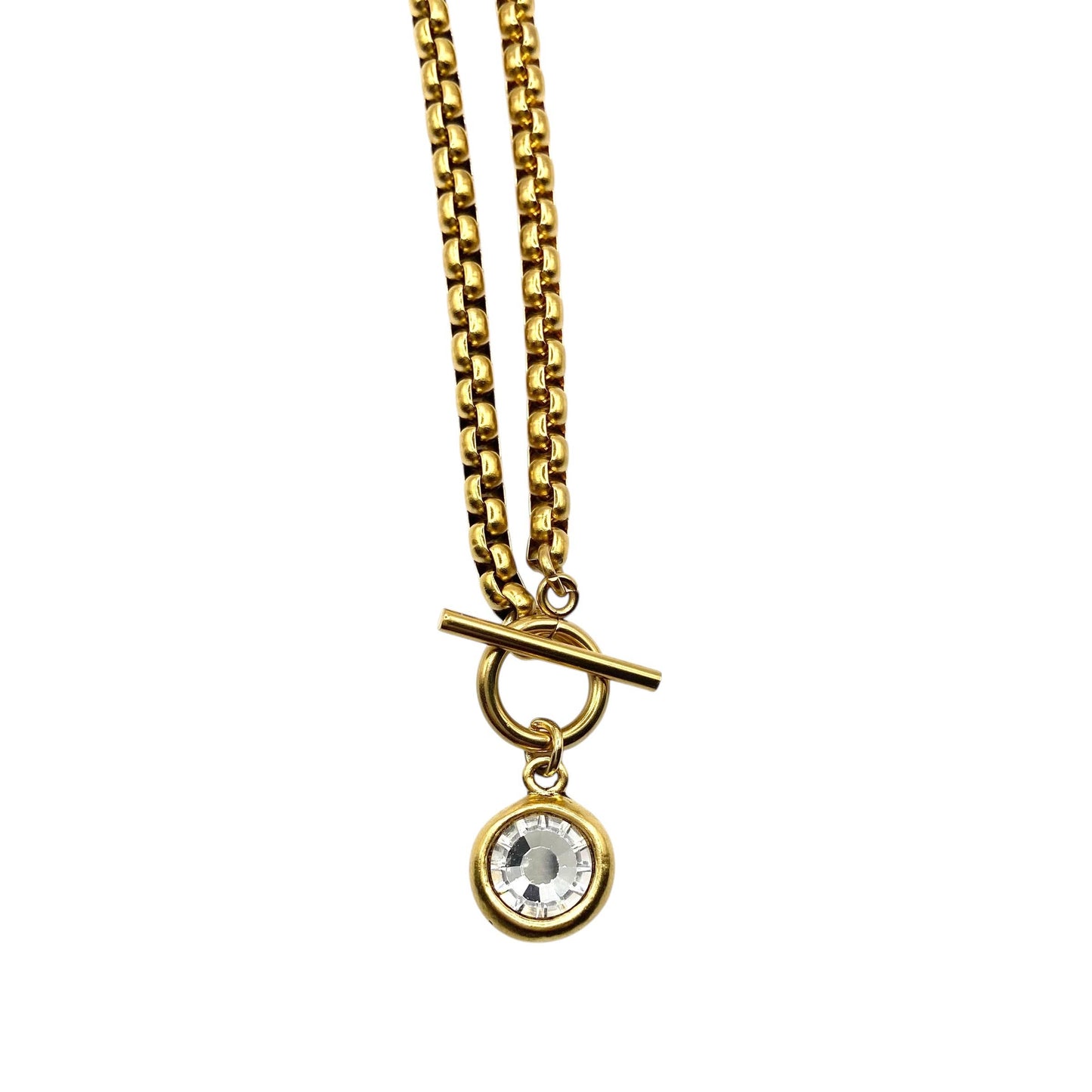 Luxe Toggle Crystal Pendant Necklace 