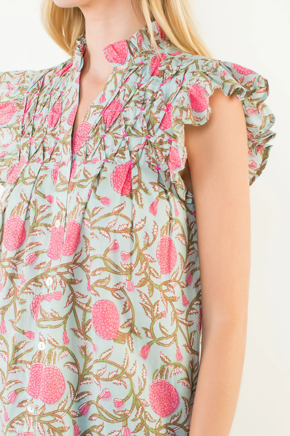 Floral Print Flutter Sleeve Top