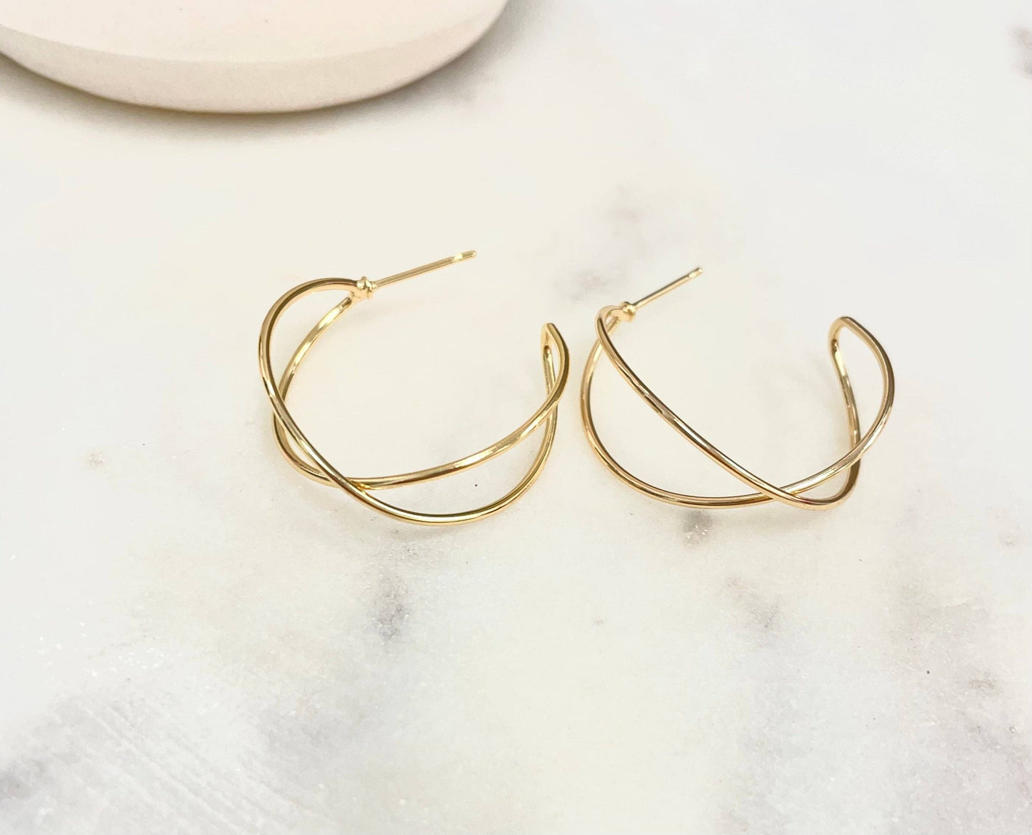 GOLD DOUBLE HOOPS