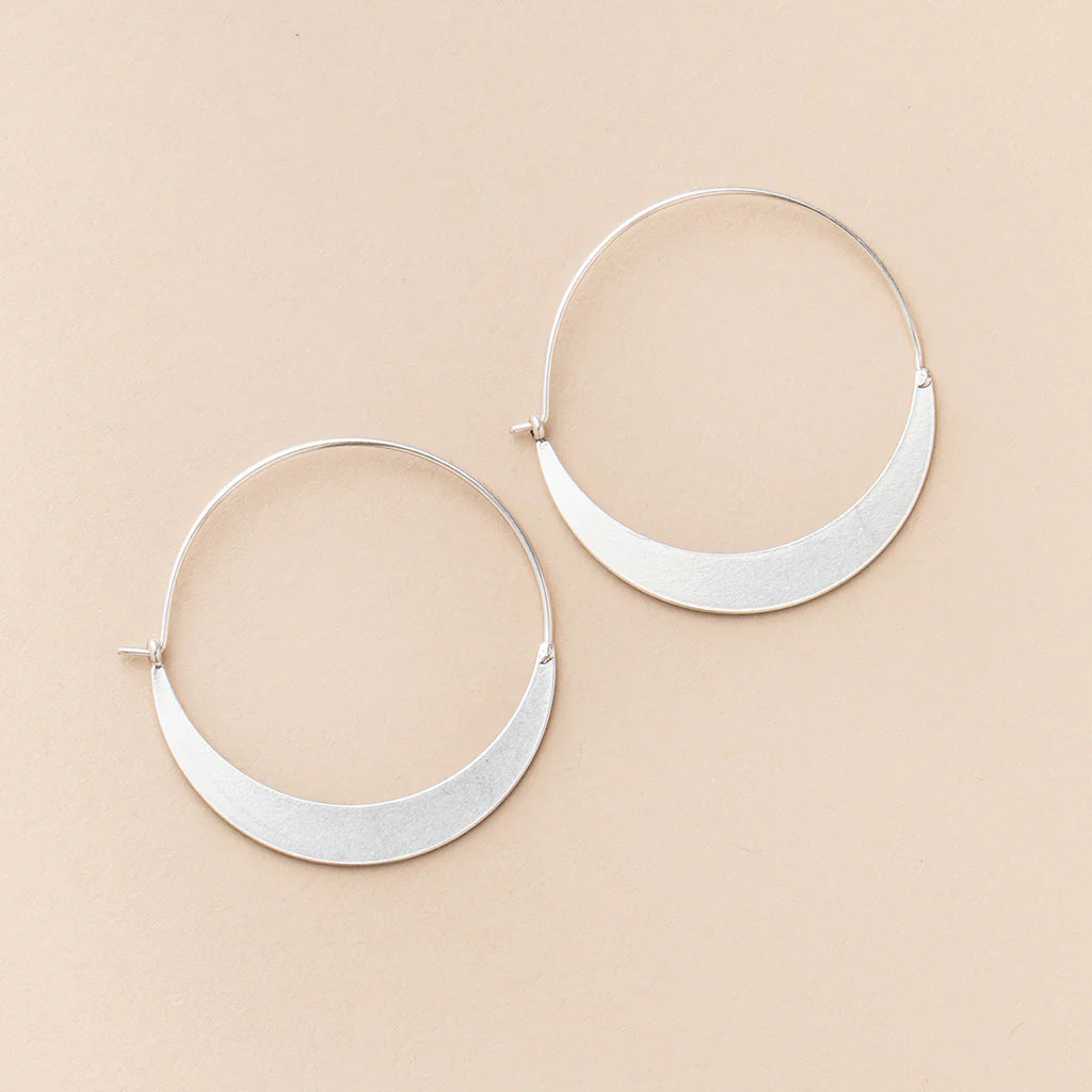 REFINED EARRING COLLECTION - CRESCENT HOOP/STERLING SLIVER