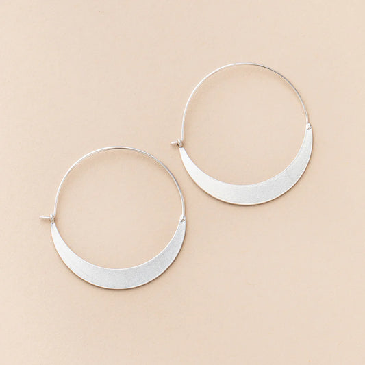 REFINED EARRING COLLECTION - CRESCENT HOOP/STERLING SLIVER