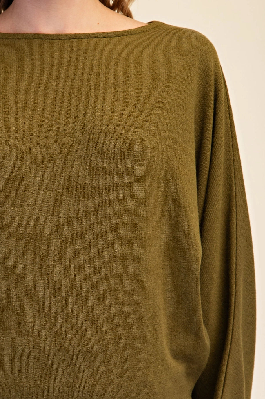 Boat Neck Long Sleeve Pullover Everyday Top