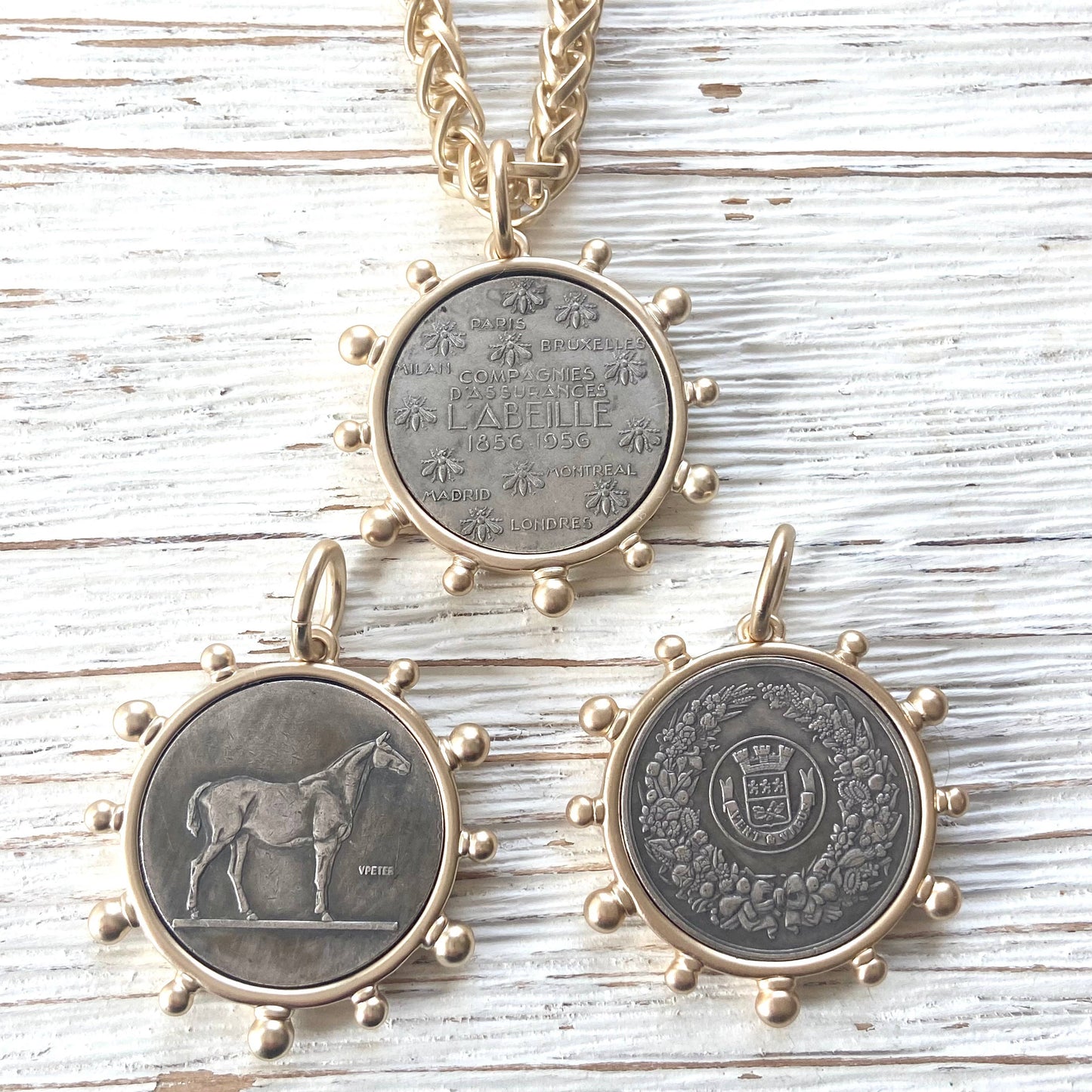 MATTE GOLD HORSE COIN NECKLACE