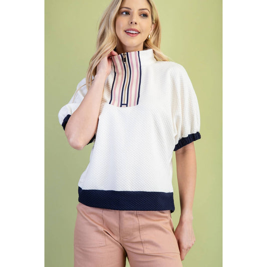 Textured Mock Neck Top