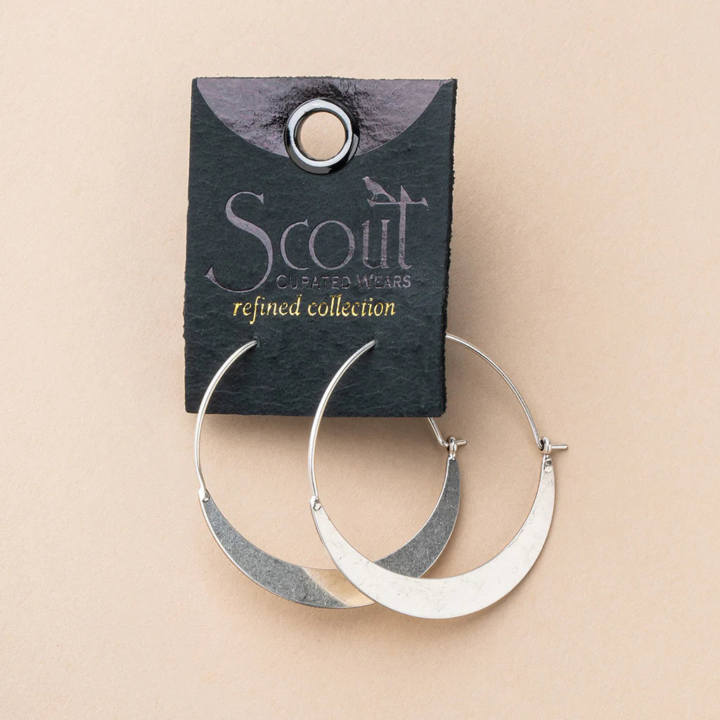 REFINED EARRING COLLECTION - CRESCENT HOOP/STERLING SLIVER