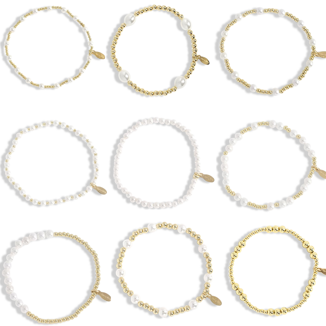 PEARL AND GOLD BEADED BRACELETS