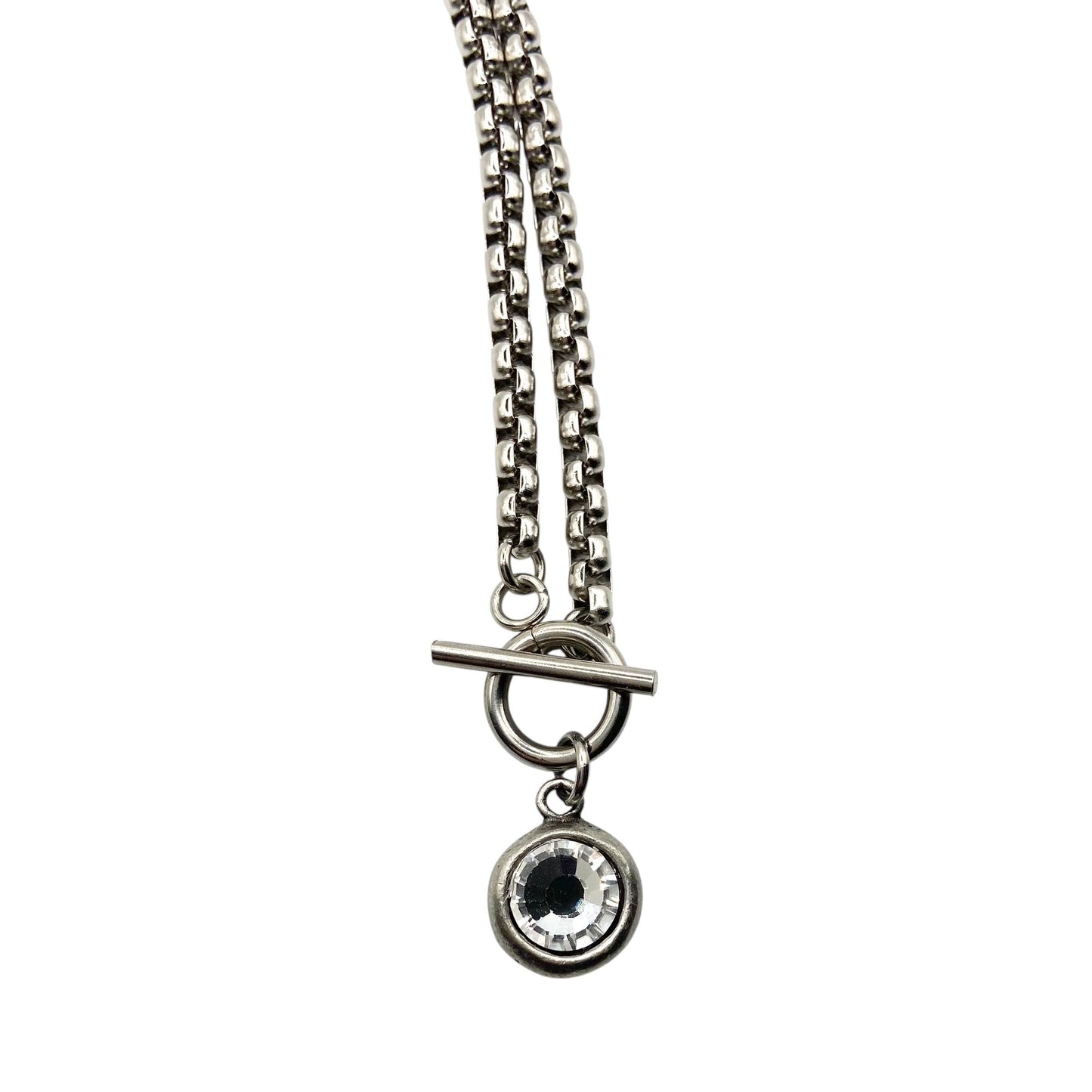 Luxe Toggle Crystal Pendant Necklace 