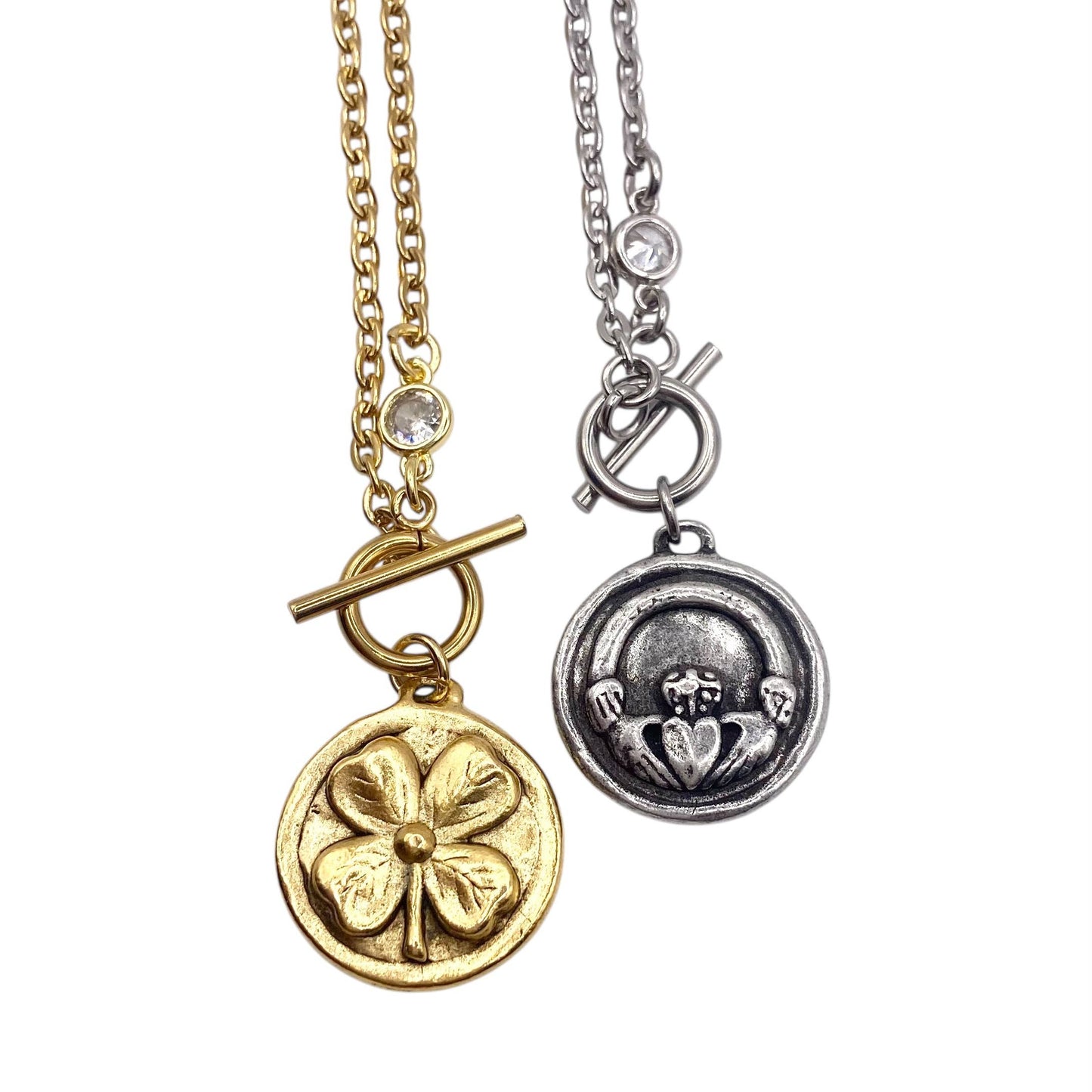 Claddagh & Clover Medallion Necklace