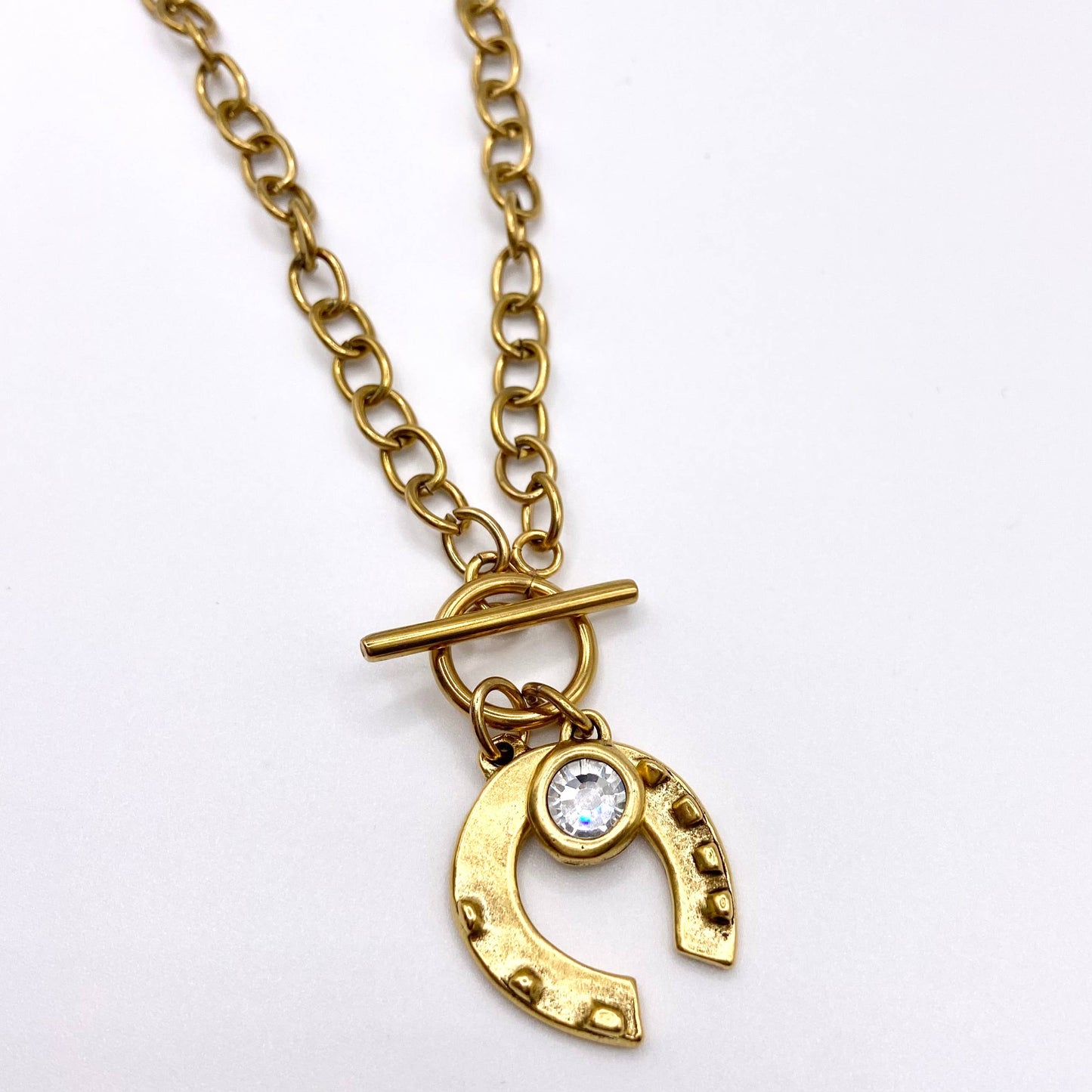 Hand Casted Horse Shoe Pendant Necklace
